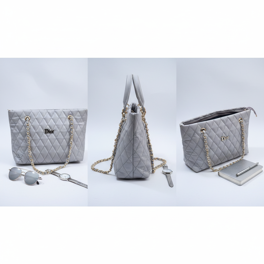Smoky Grey Quilted Bag