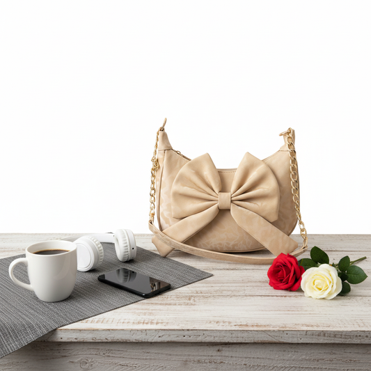 Beige Bow Chic Bag