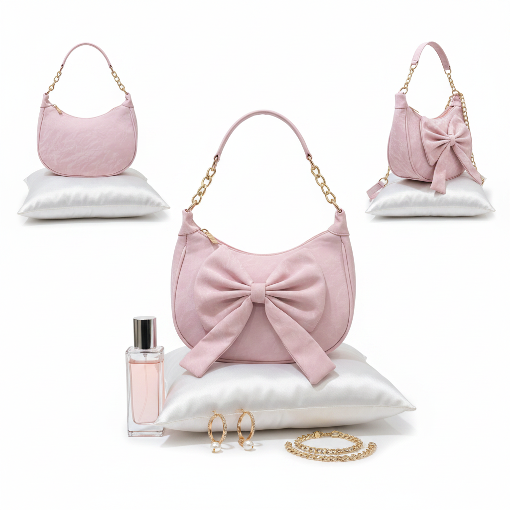 Blush Pink Bow Charm Bag