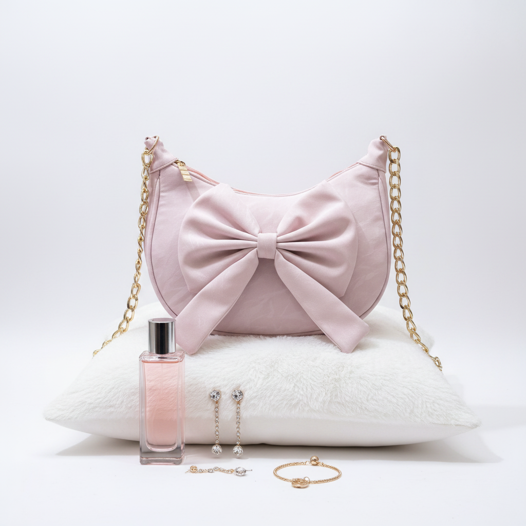 Blush Pink Bow Charm Bag