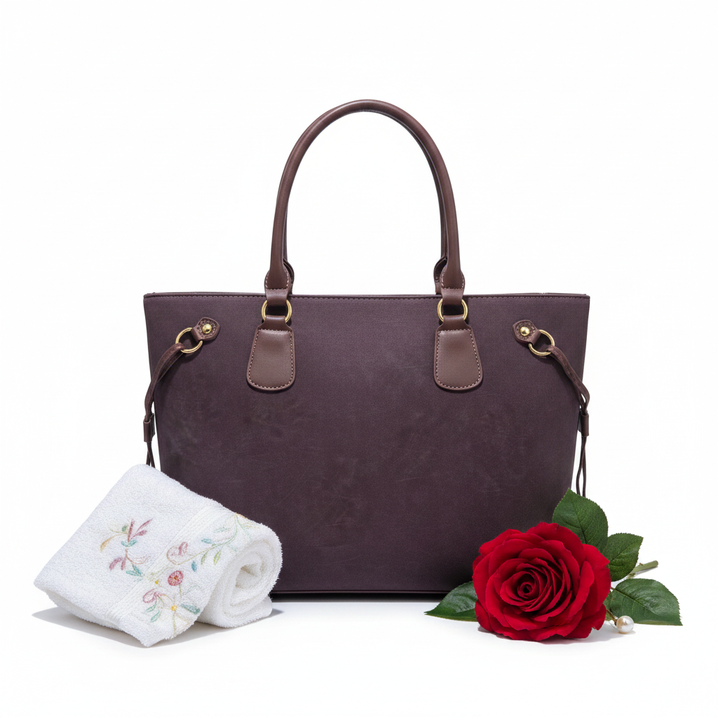Chocolate brown charm tote bag