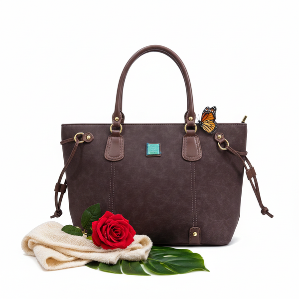 Chocolate brown charm tote bag