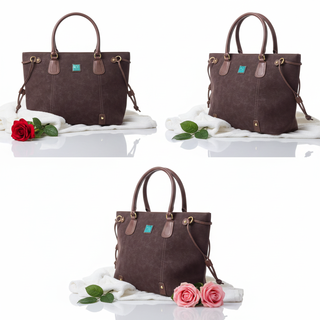 Chocolate brown charm tote bag