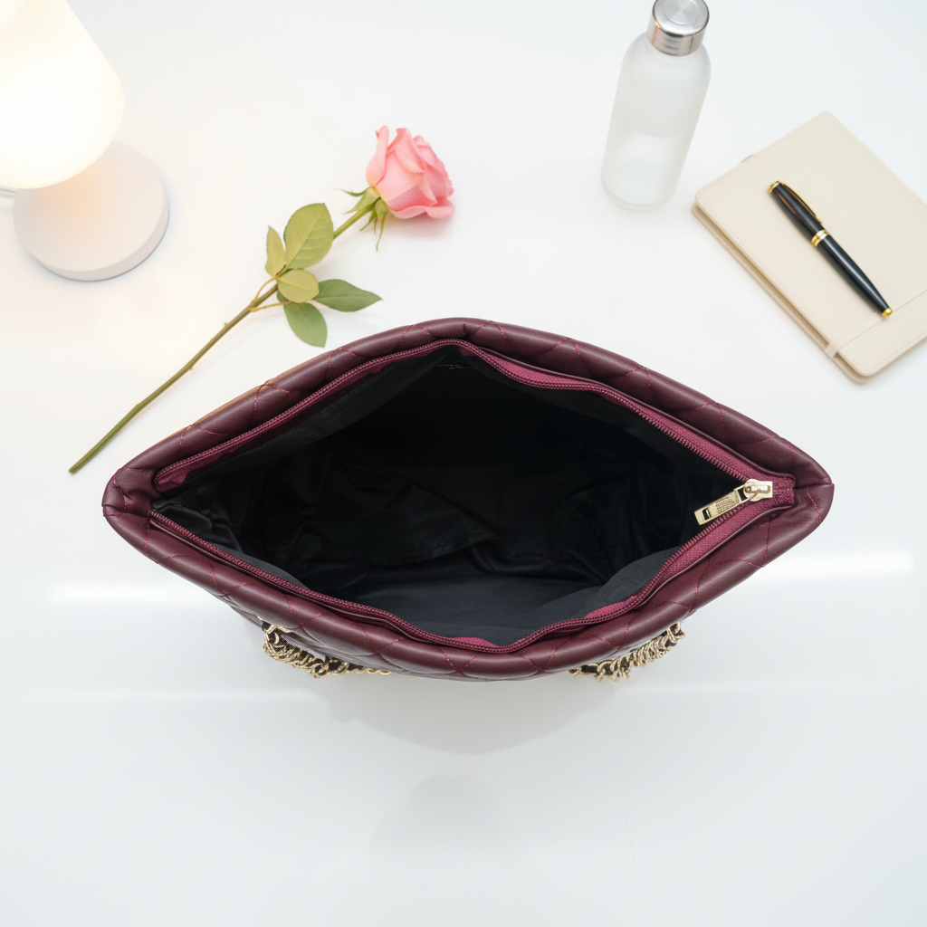Deep Burgundy Quilted Bag