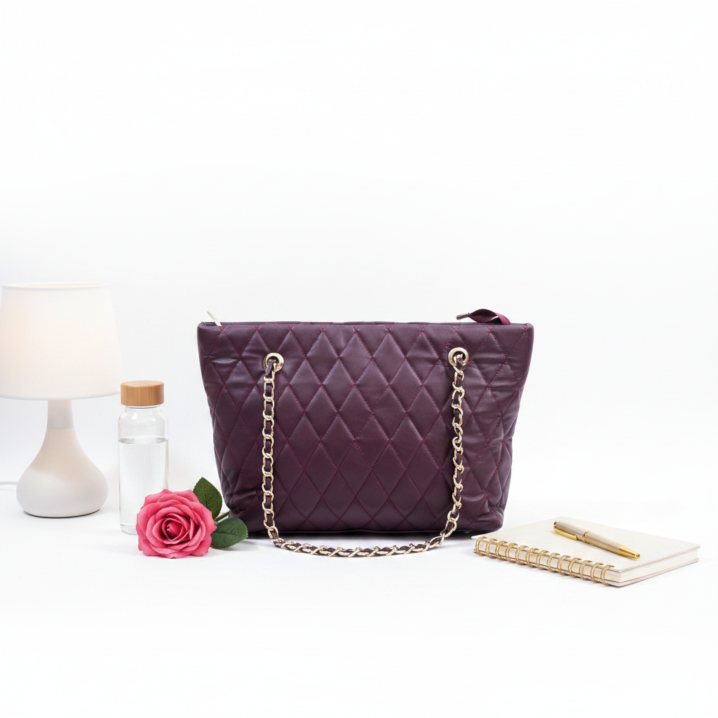 Deep Burgundy Quilted Bag