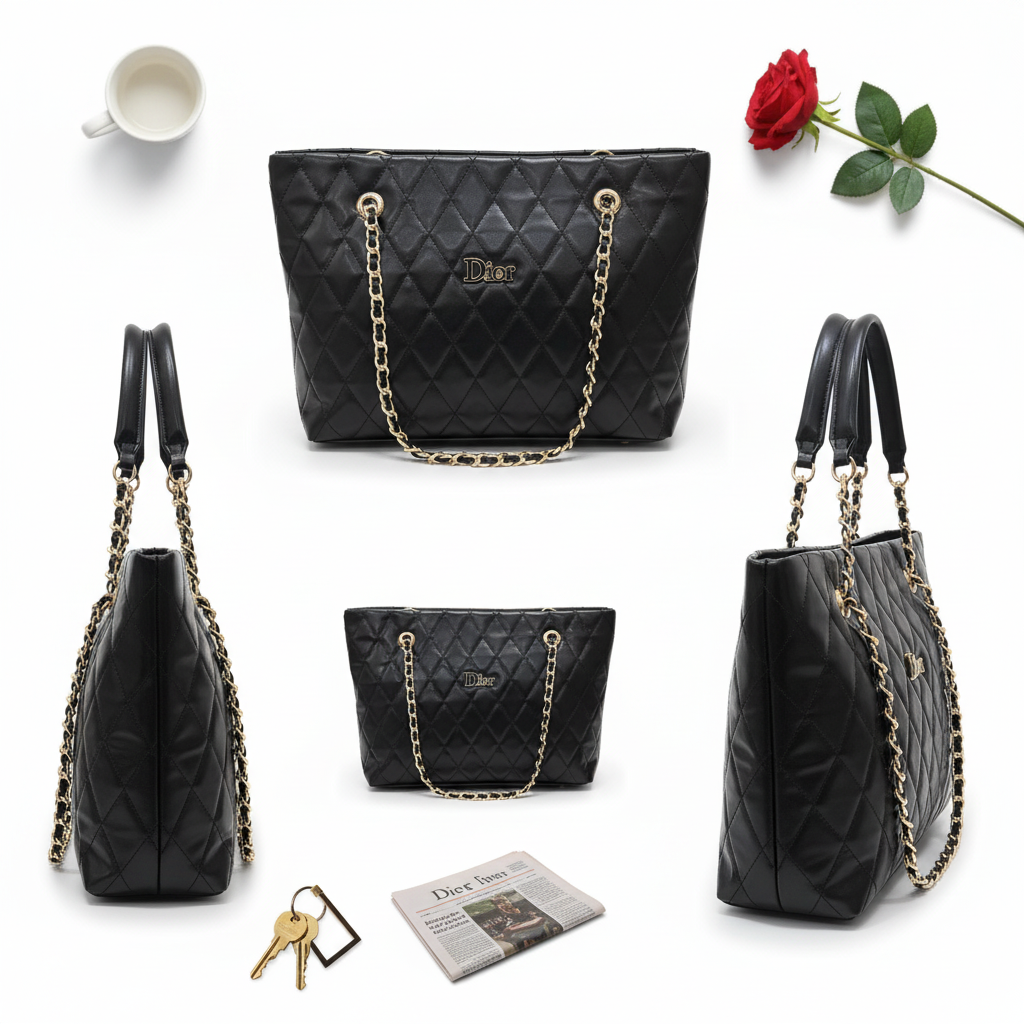 Elegant Black Quilted Bag