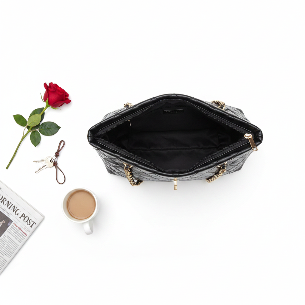 Elegant Black Quilted Bag