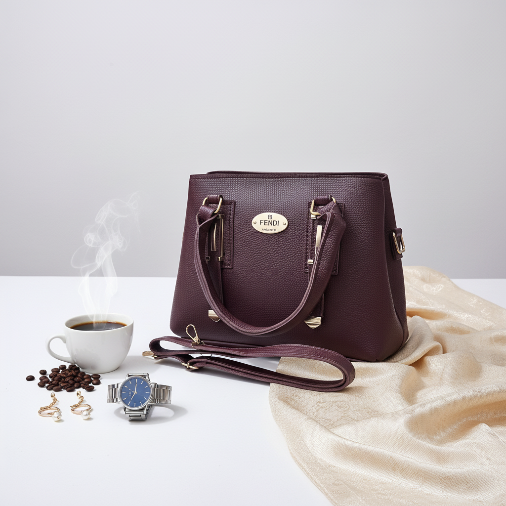Fendi Maroon Charm Handbag