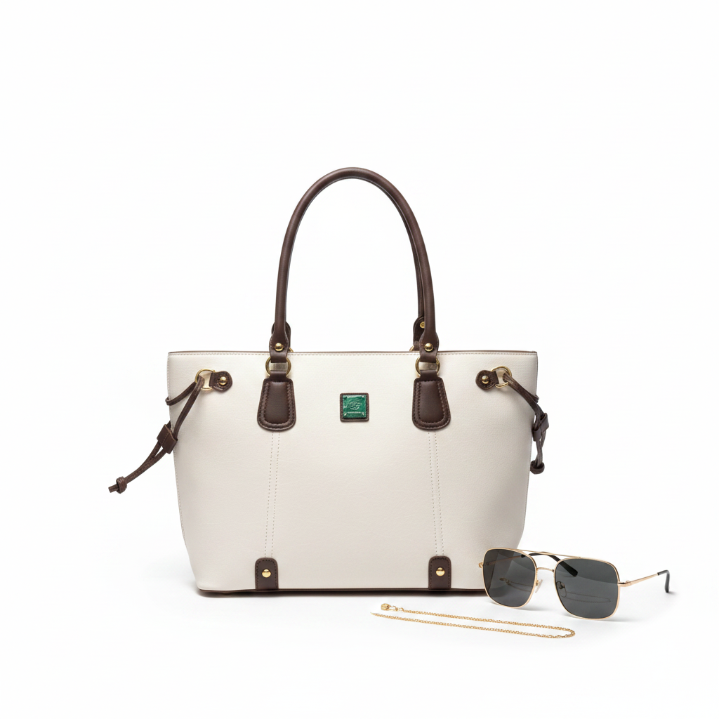 Ivory & Espresso Elegance Tote Bag