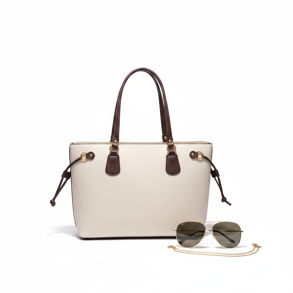 Ivory & Espresso Elegance Tote Bag