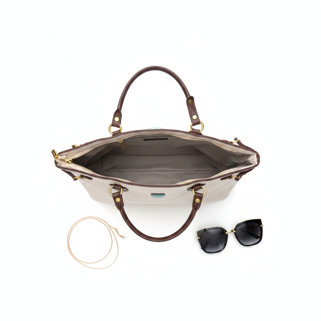 Ivory & Espresso Elegance Tote Bag