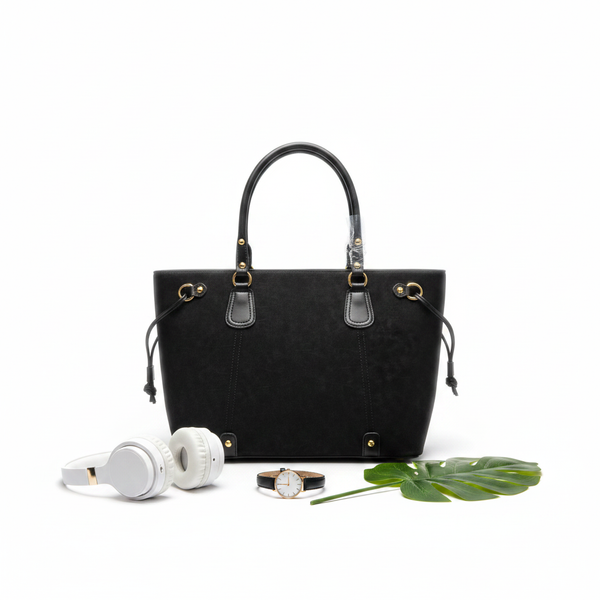 Midnight black luxe tote bag