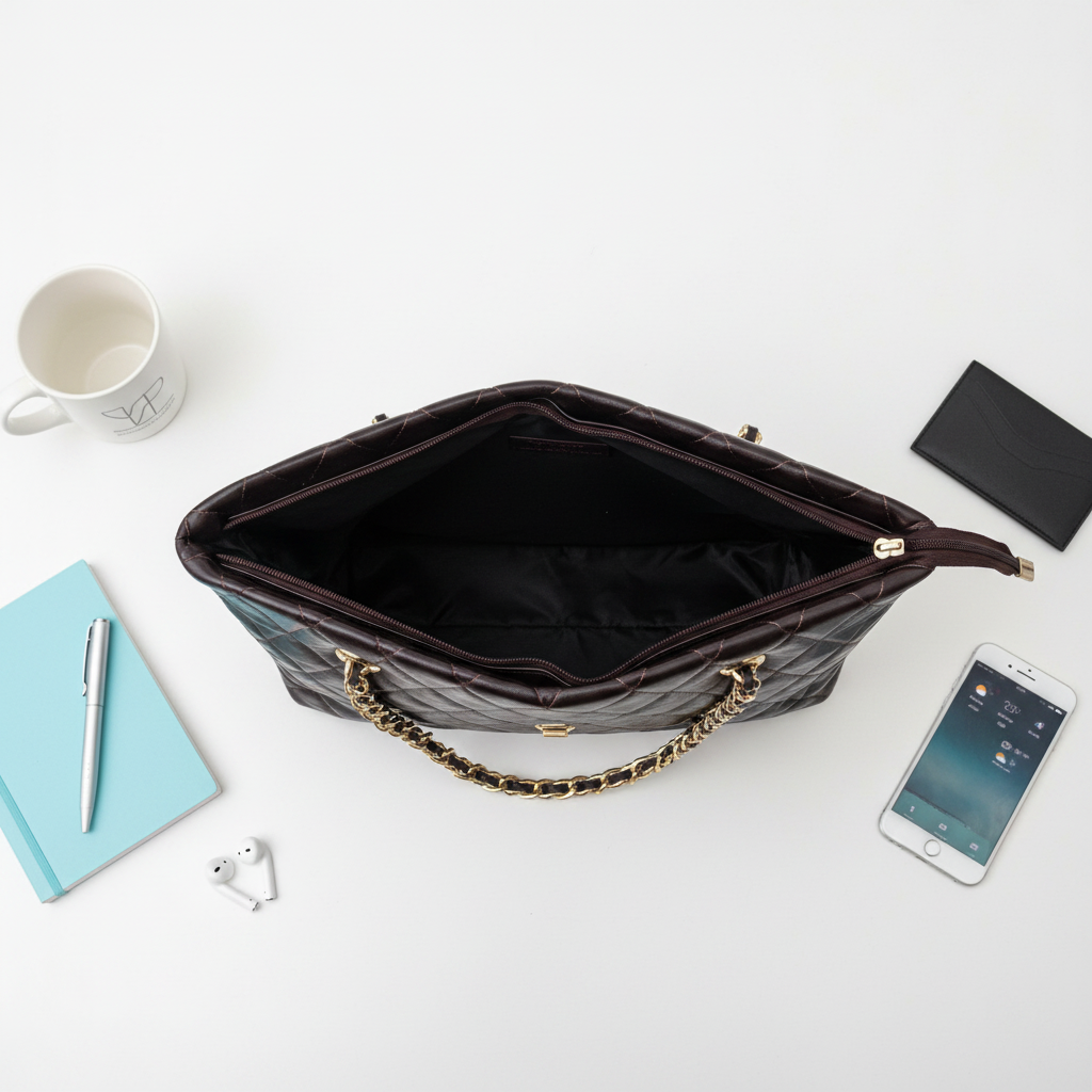Quilted Dark Brown Bag