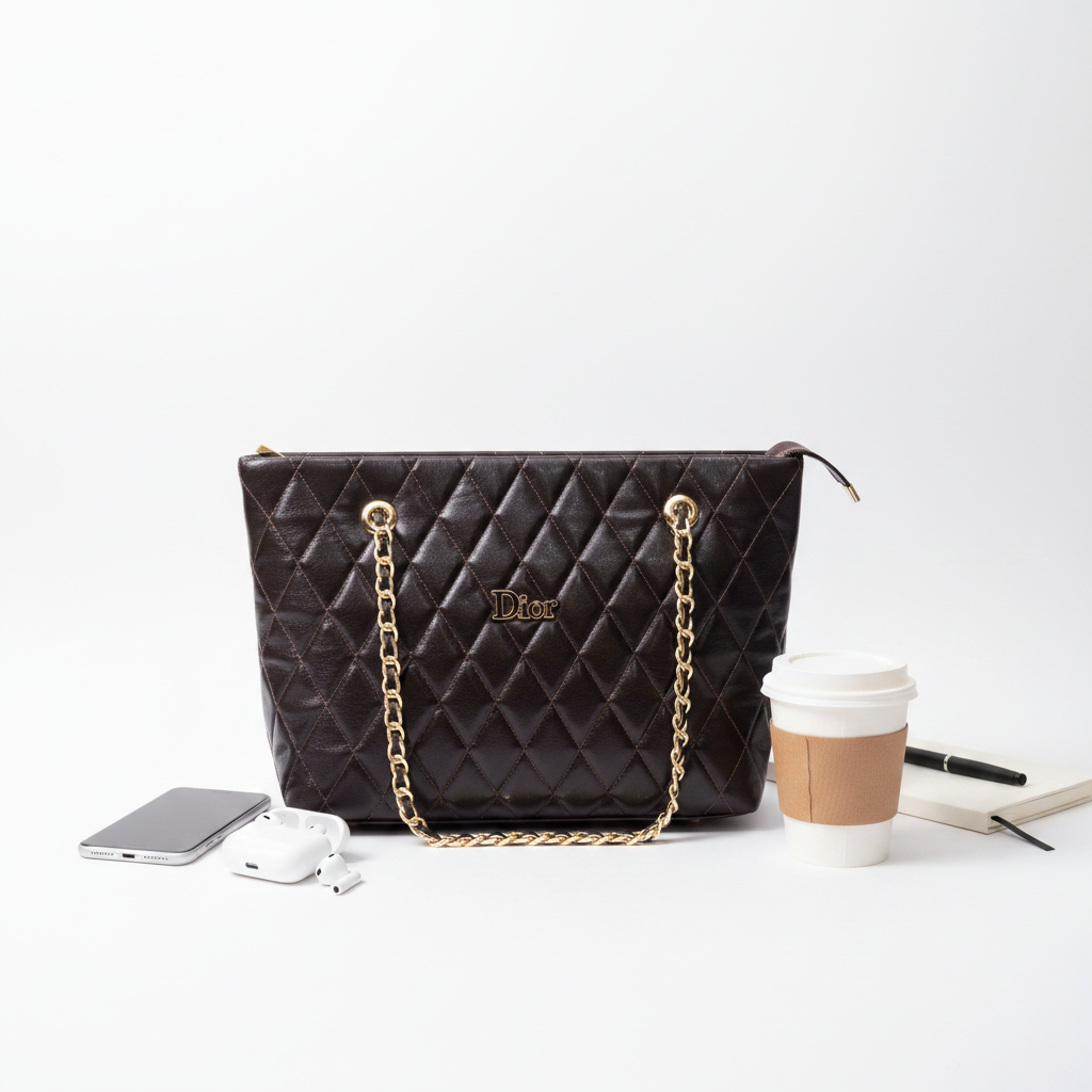 Quilted Dark Brown Bag