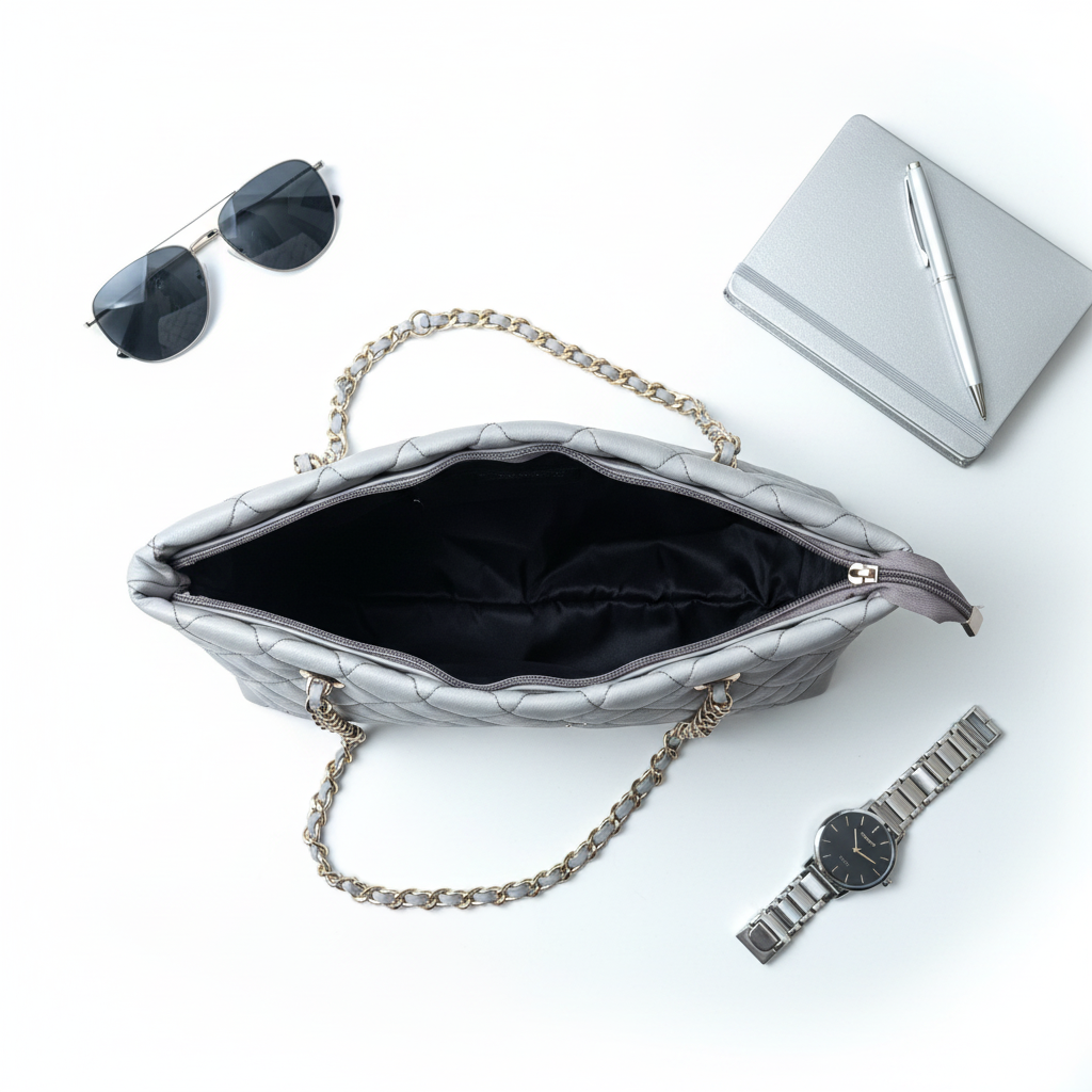 Smoky Grey Quilted Bag