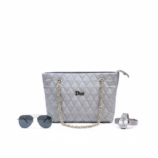 Smoky Grey Quilted Bag