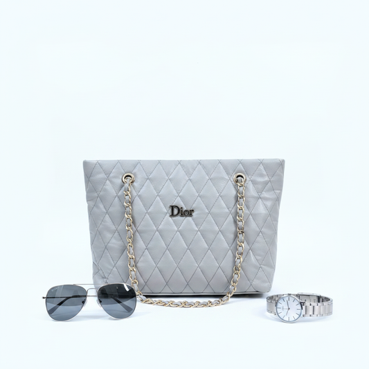 Smoky Grey Quilted Bag